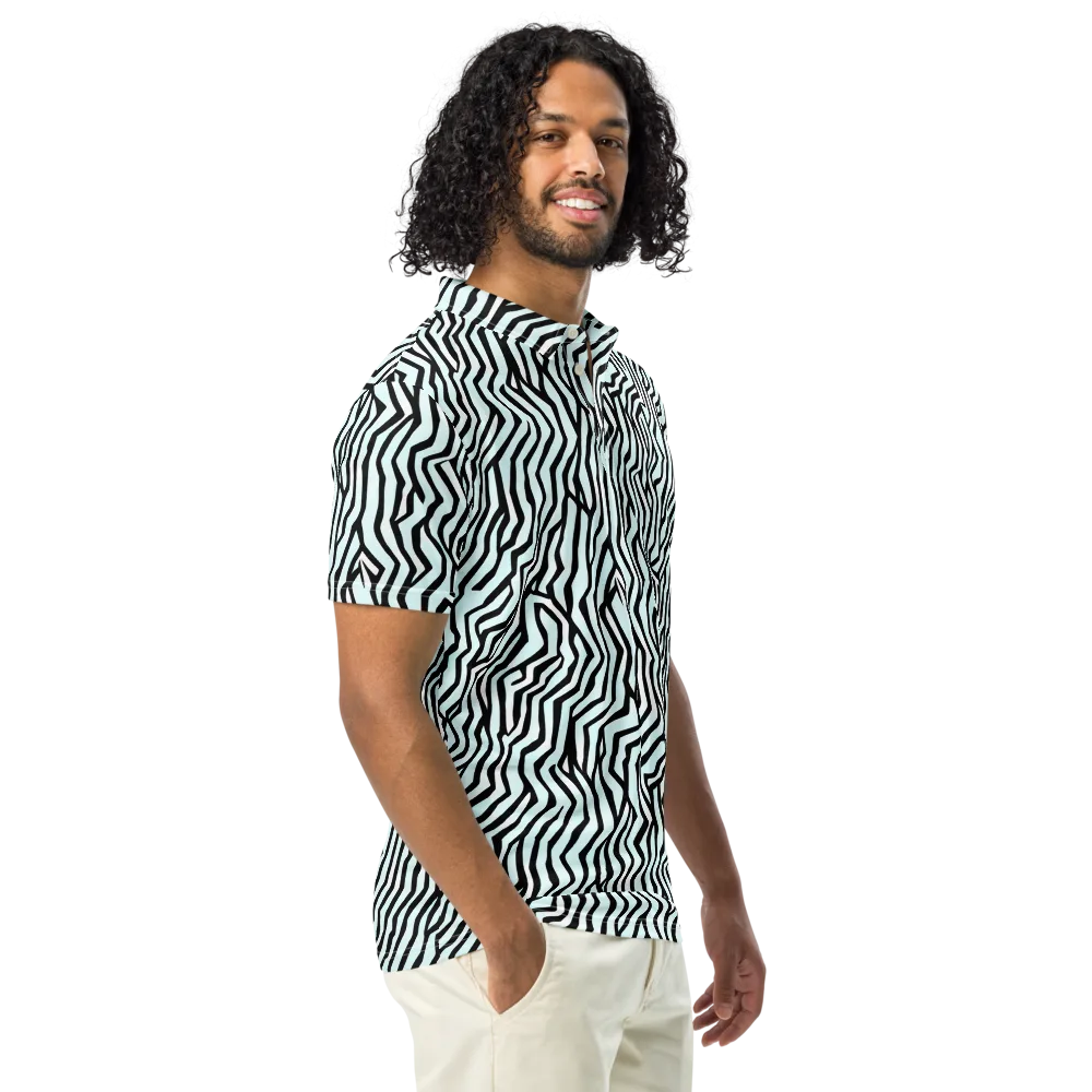 Echoing Stripes on Men's Slim Fit Polo Shirt — Right Front