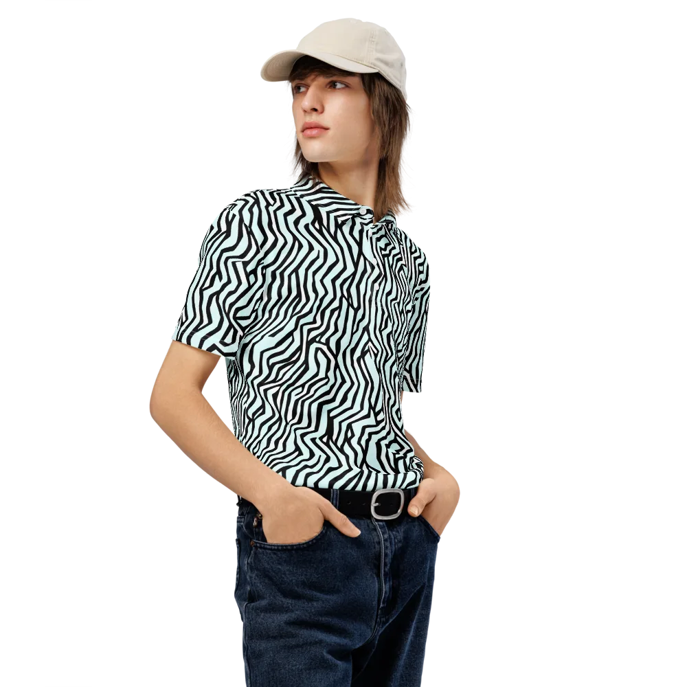 Echoing Stripes on Men's Slim Fit Polo Shirt — Right Front