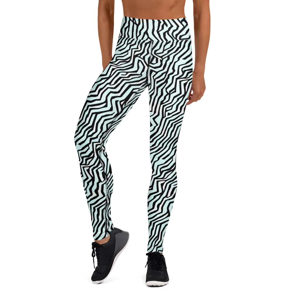 Echoing Stripes on Yoga Leggings — Front