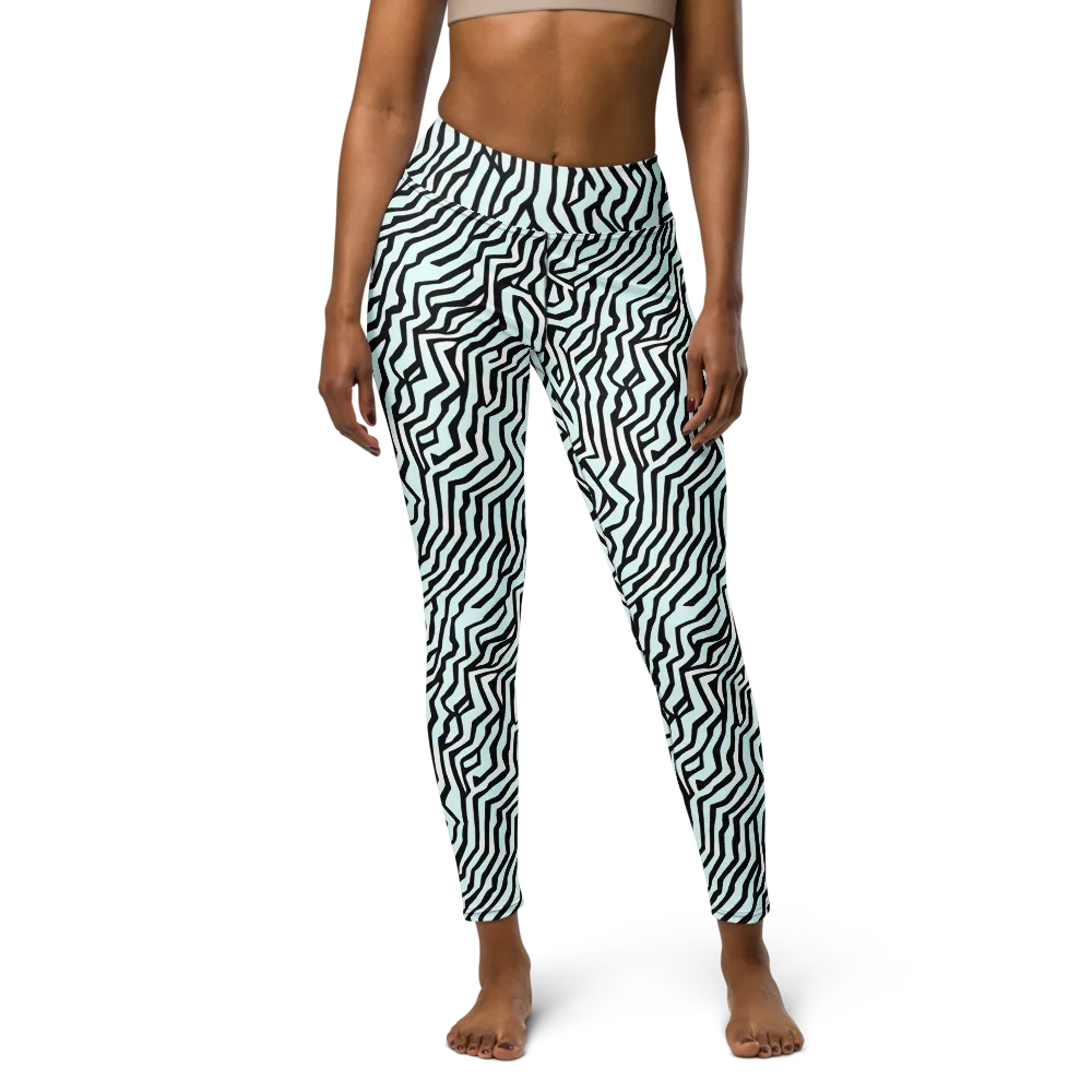 Echoing Stripes on Yoga Leggings — Front