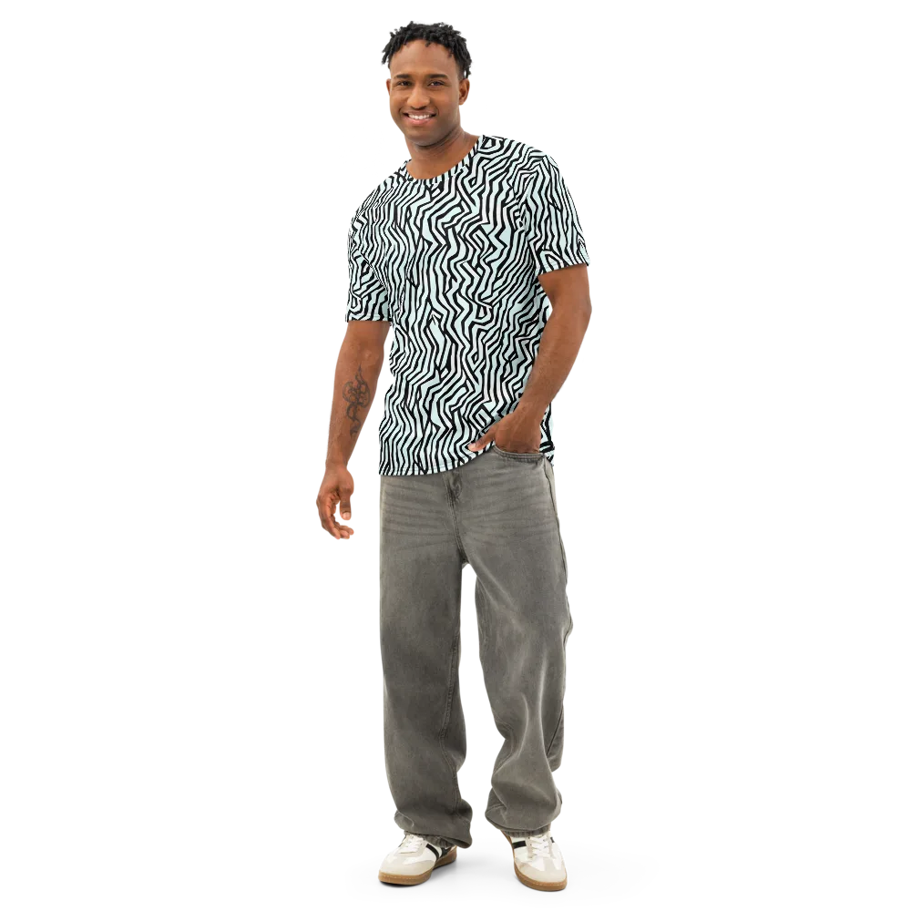 Echoing Stripes on Men's Cotton Crew Neck T-Shirt — Front