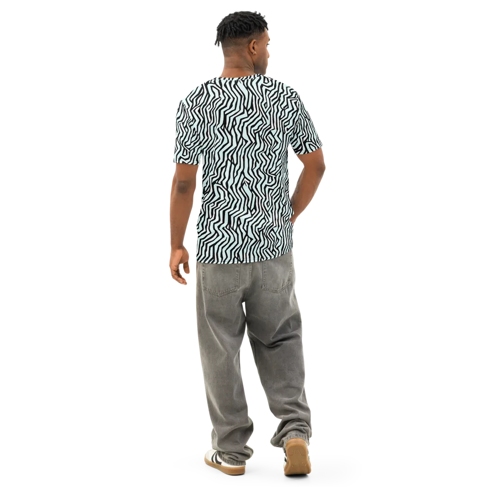 Echoing Stripes on Men's Cotton Crew Neck T-Shirt — Back