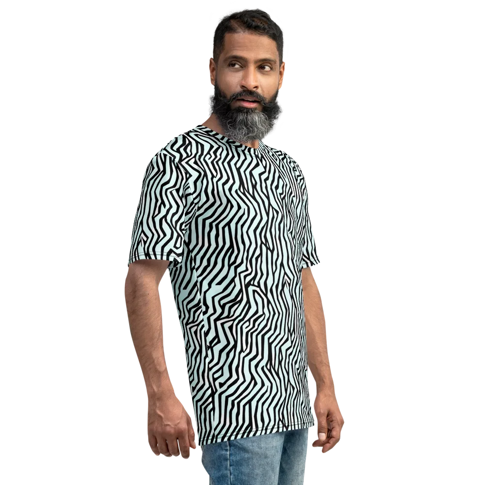 Echoing Stripes on Men's Crew Neck T-Shirt — Right