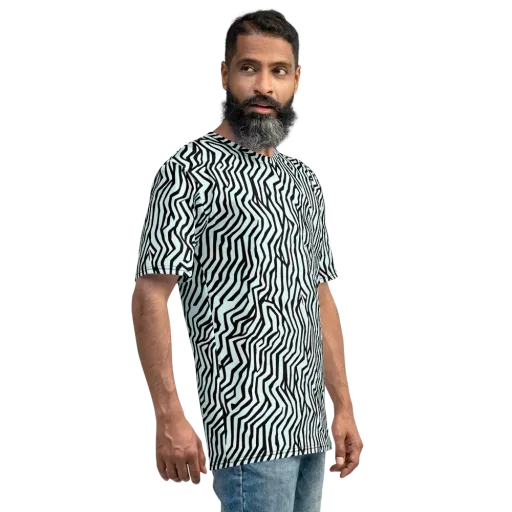 Echoing Stripes on a Men's Crew Neck T-Shirt