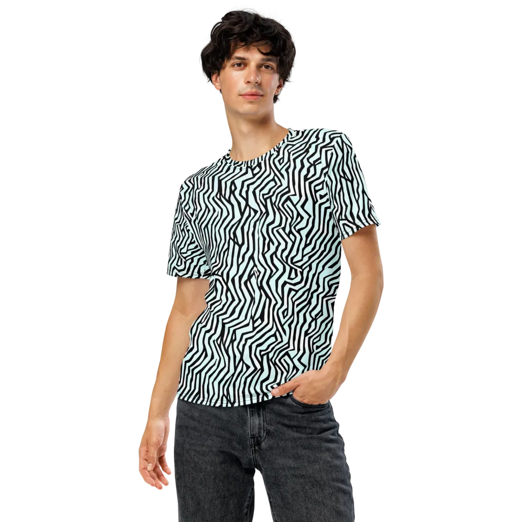 Echoing Stripes on Men's Crew Neck T-Shirt — Front