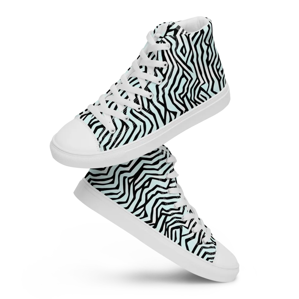 Echoing Stripes on Men's High Top Canvas Shoes — Front