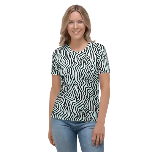 Echoing Stripes on a Women's Crew Neck T-Shirt