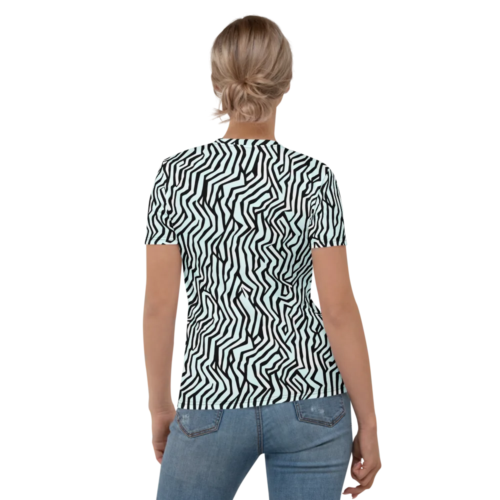 Echoing Stripes on Women's Crew Neck T-Shirt — Back
