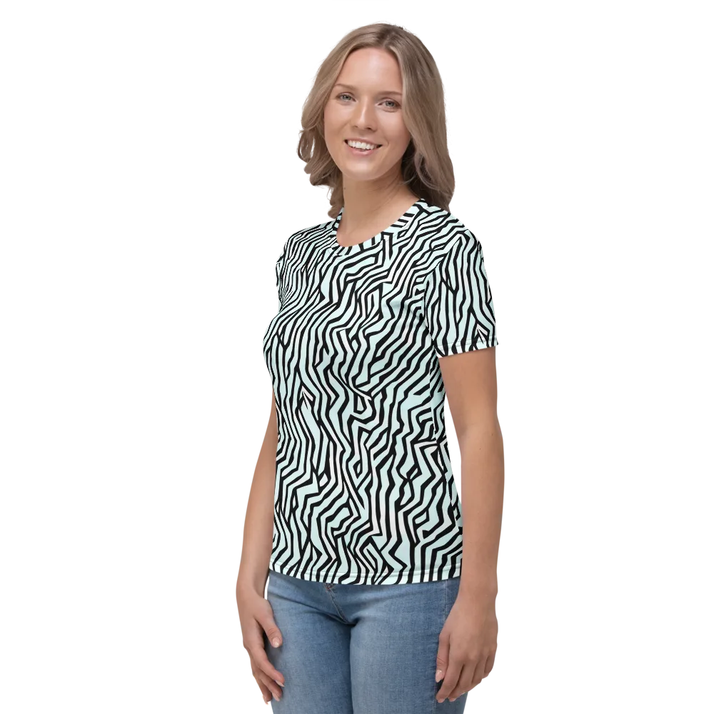 Echoing Stripes on Women's Crew Neck T-Shirt — Left