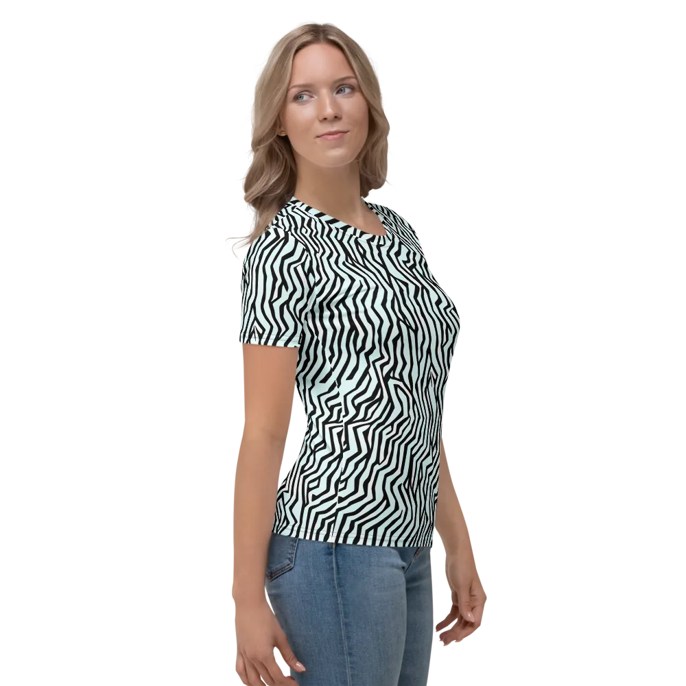 Echoing Stripes on Women's Crew Neck T-Shirt — Right