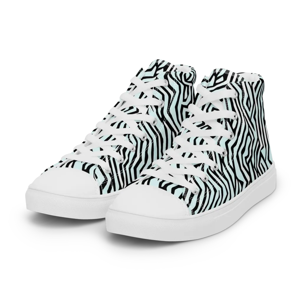 Echoing Stripes on Women's High Top Canvas Shoes — Left Front