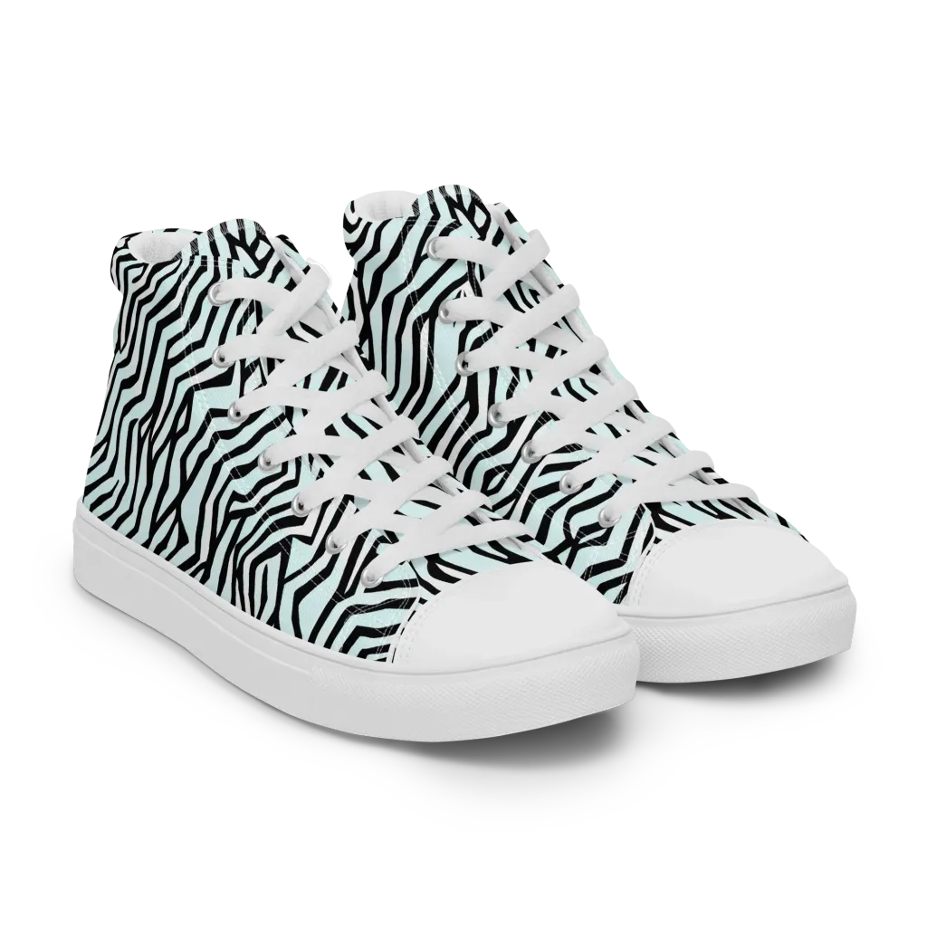 Echoing Stripes on Women's High Top Canvas Shoes — Right Front