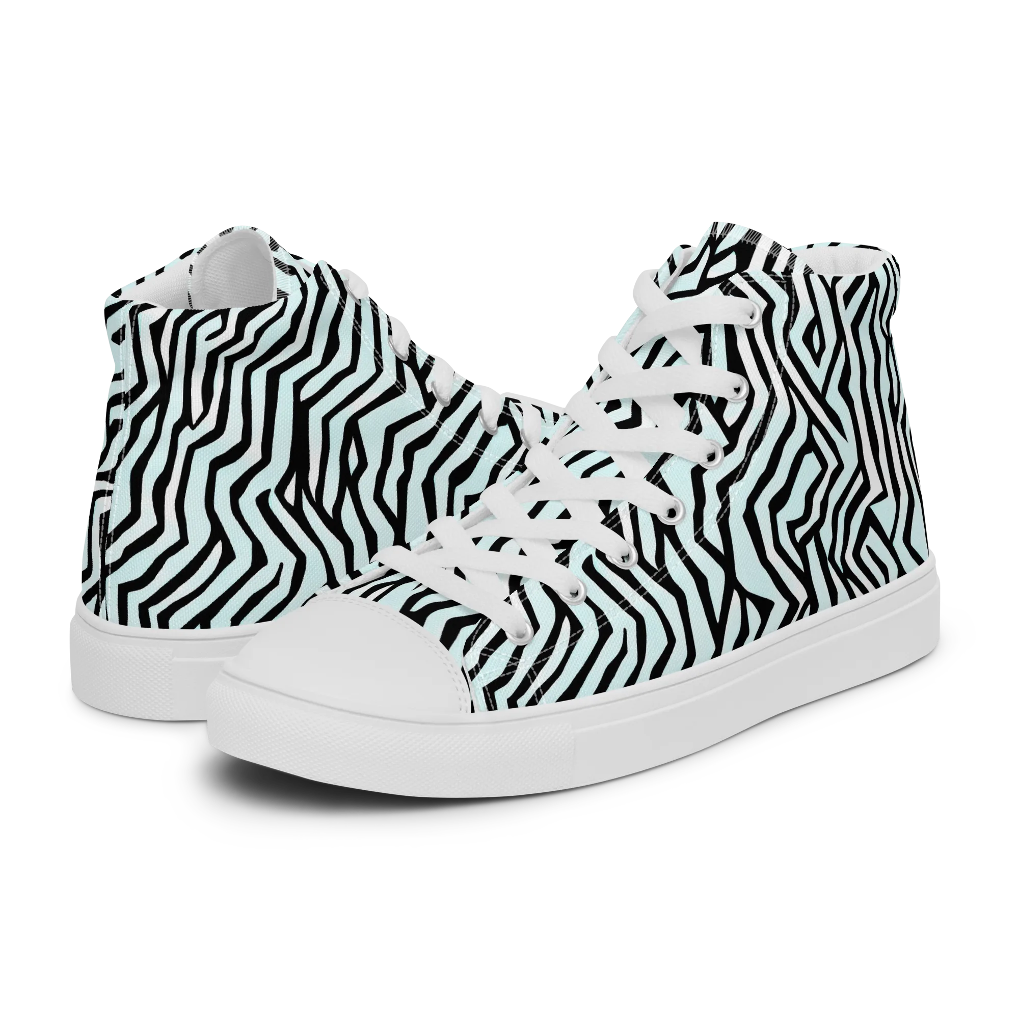 Echoing Stripes on Women's High Top Canvas Shoes — Left