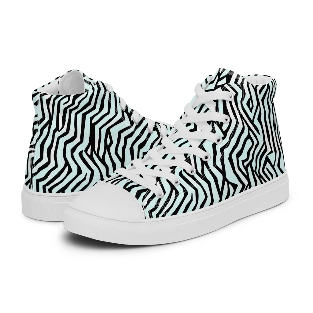 Echoing Stripes on Women's High Top Canvas Shoes — Left