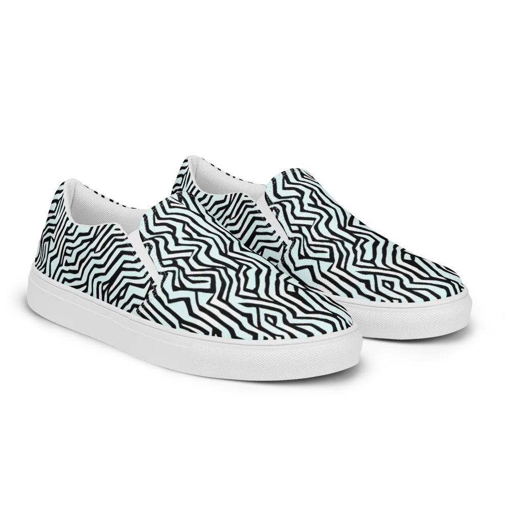 Echoing Stripes on Men's Slip-On Canvas Shoes — Right Front