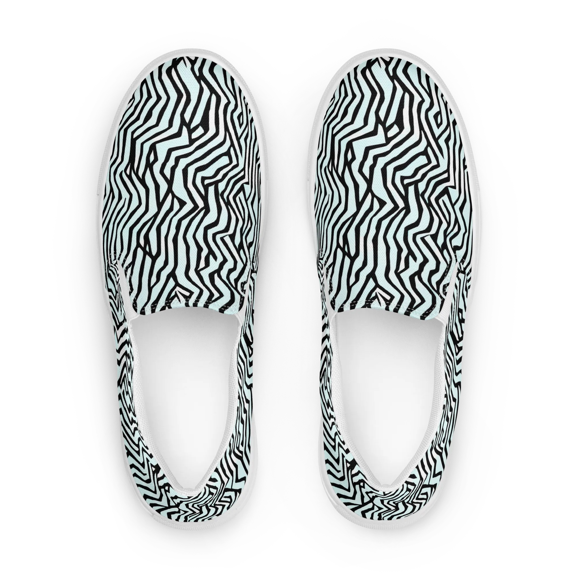 Echoing Stripes on Women's Slip-On Canvas Shoes — Front