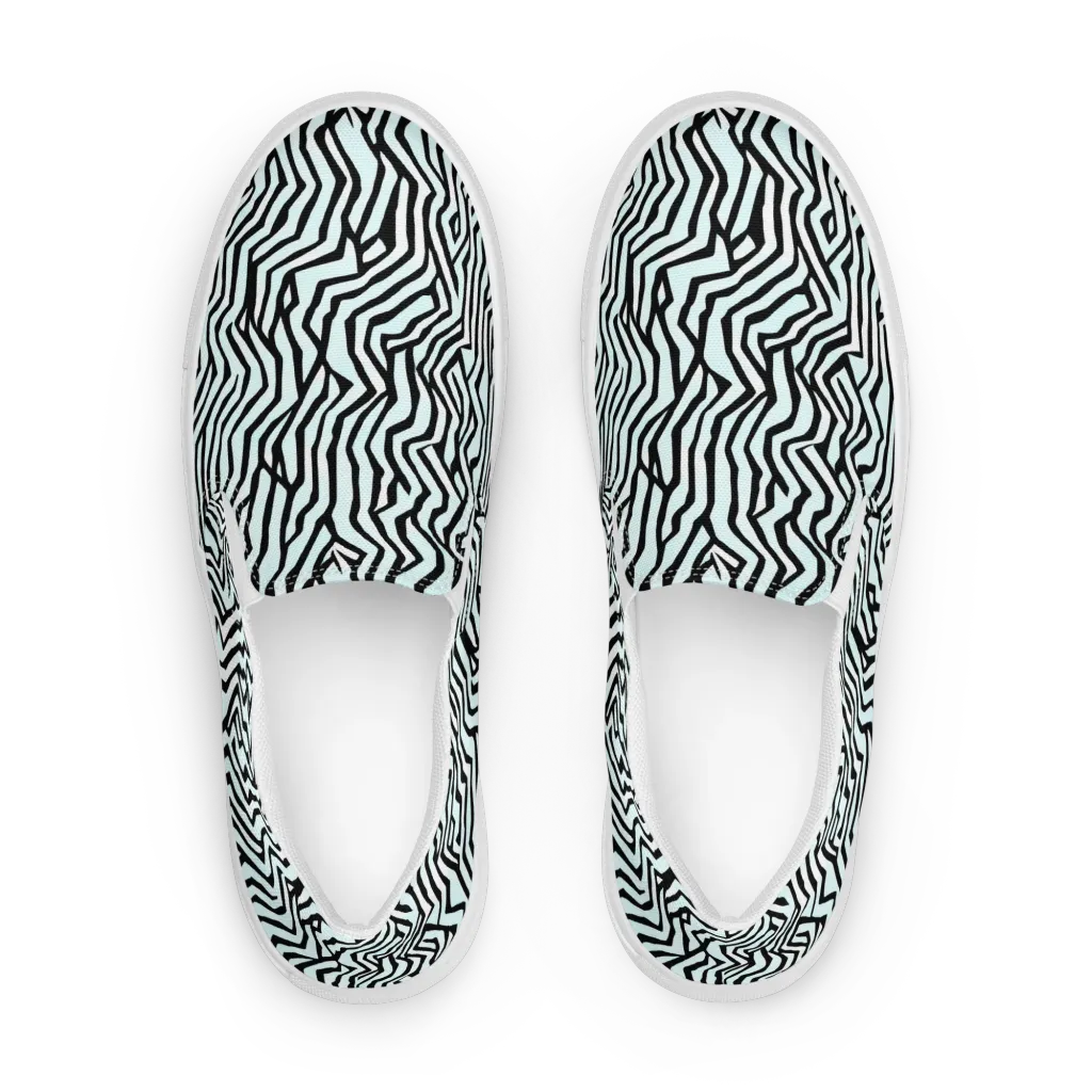 Echoing Stripes on Women's Slip-On Canvas Shoes — Front
