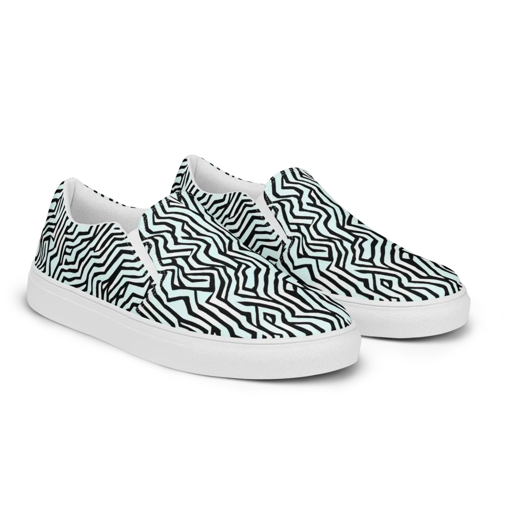 Echoing Stripes on Women's Slip-On Canvas Shoes — Right Front