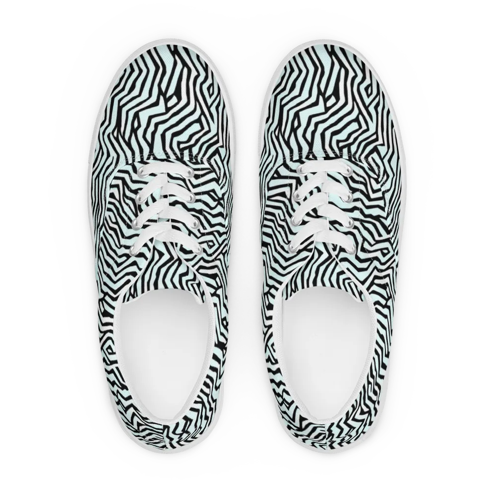 Echoing Stripes on Men's Lace-Up Canvas Shoes — Front