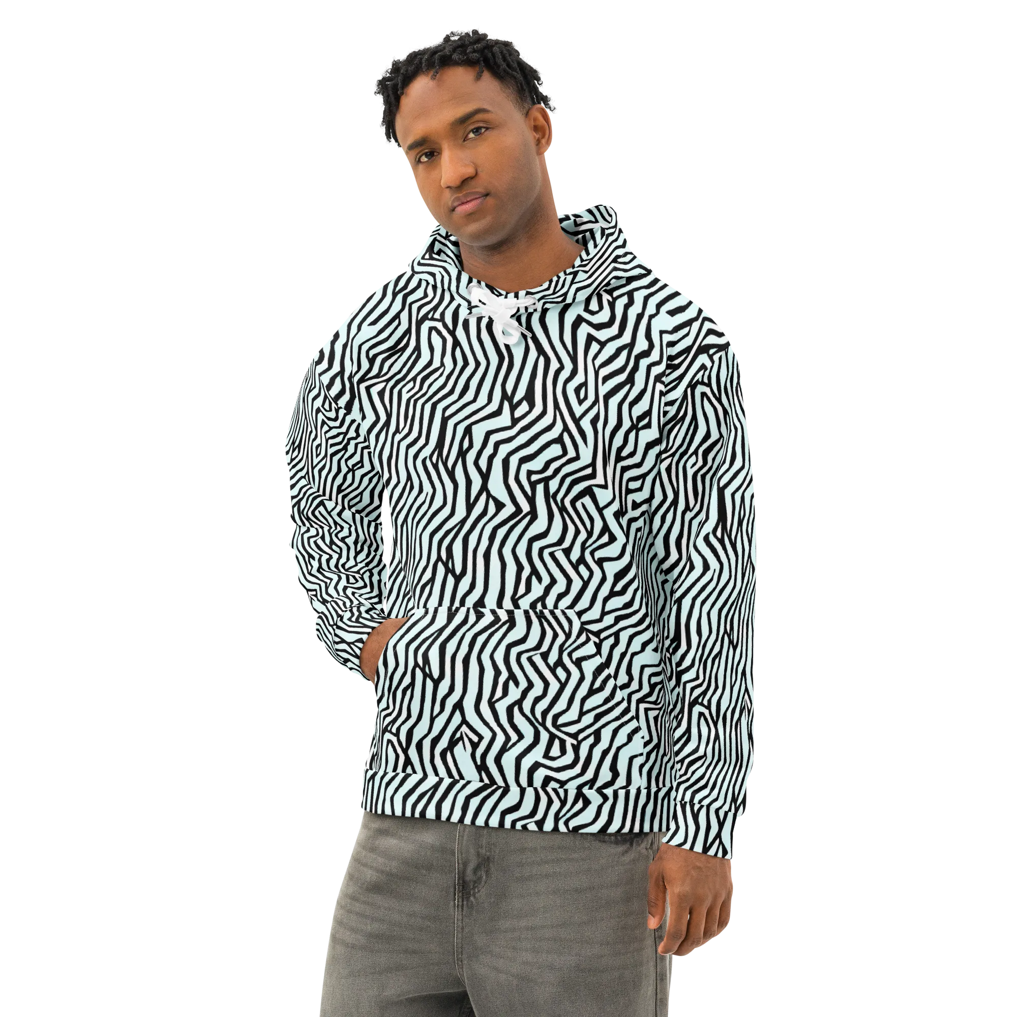 Echoing Stripes on Cotton Hoodie — Left Front
