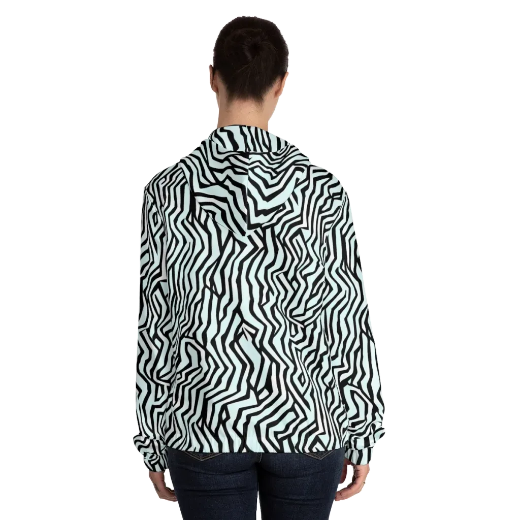 Echoing Stripes on Women's Full-Zip Hoodie — Back On Person