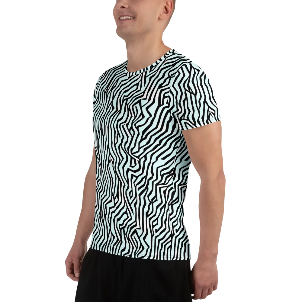 Echoing Stripes on Men's Athletic T-Shirt — Left