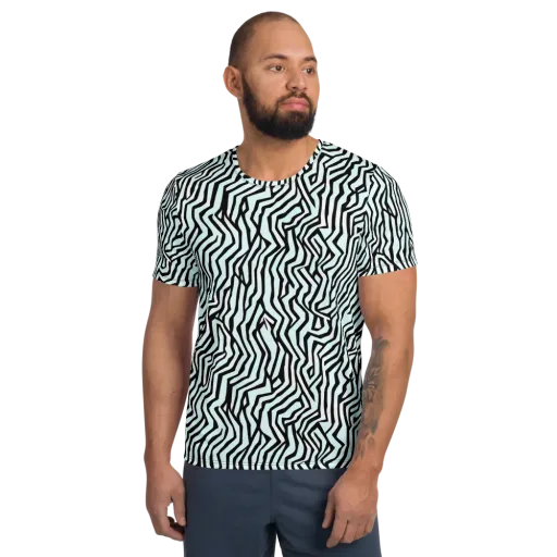 Echoing Stripes on a Men's Athletic T-Shirt