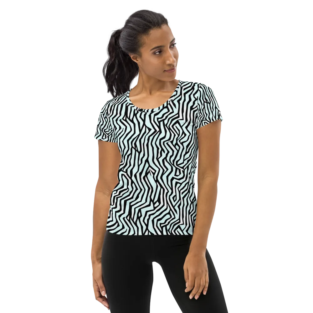 Echoing Stripes on Women's Athletic T-Shirt — Front