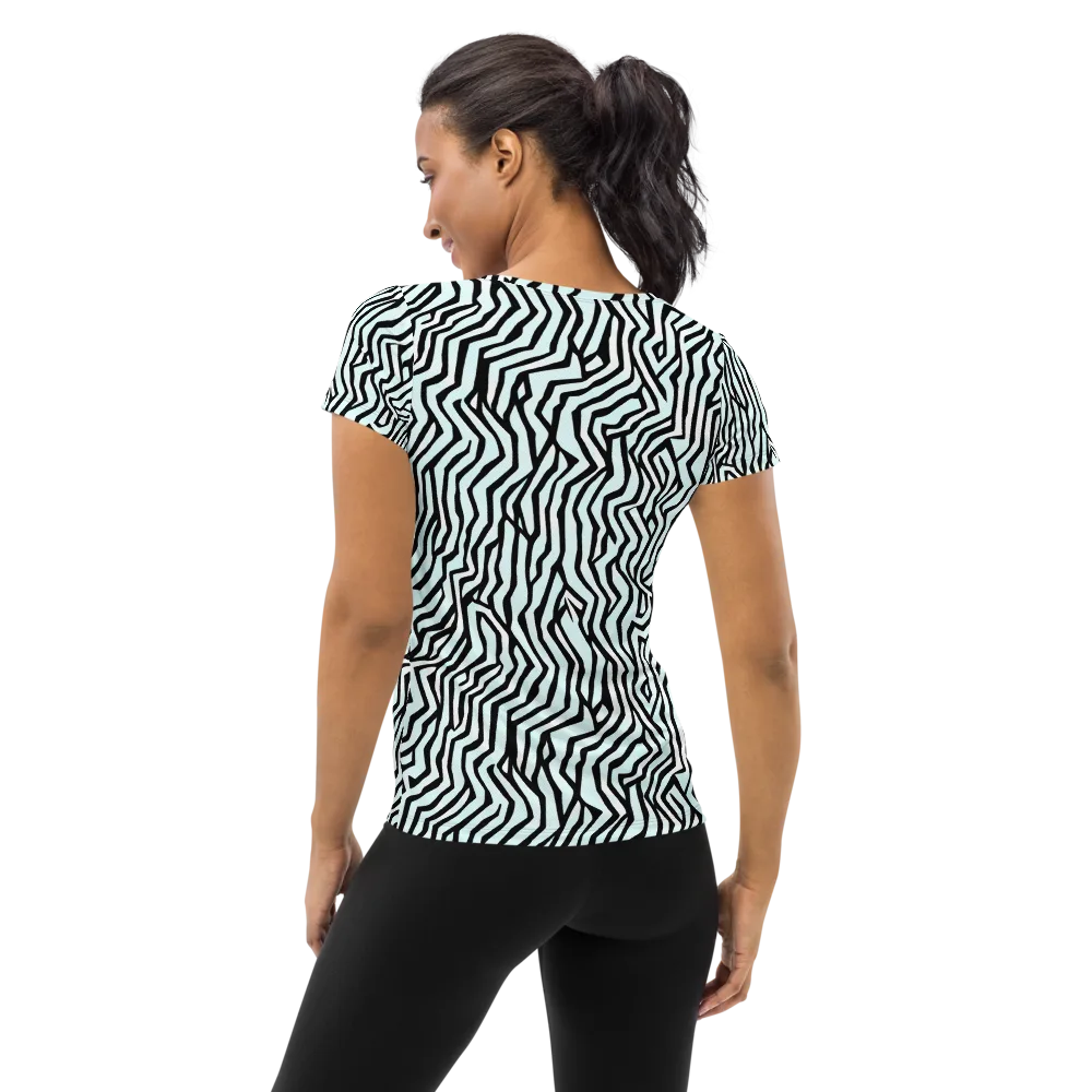 Echoing Stripes on Women's Athletic T-Shirt — Back