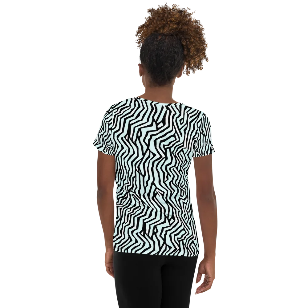 Echoing Stripes on Women's Athletic T-Shirt — Back