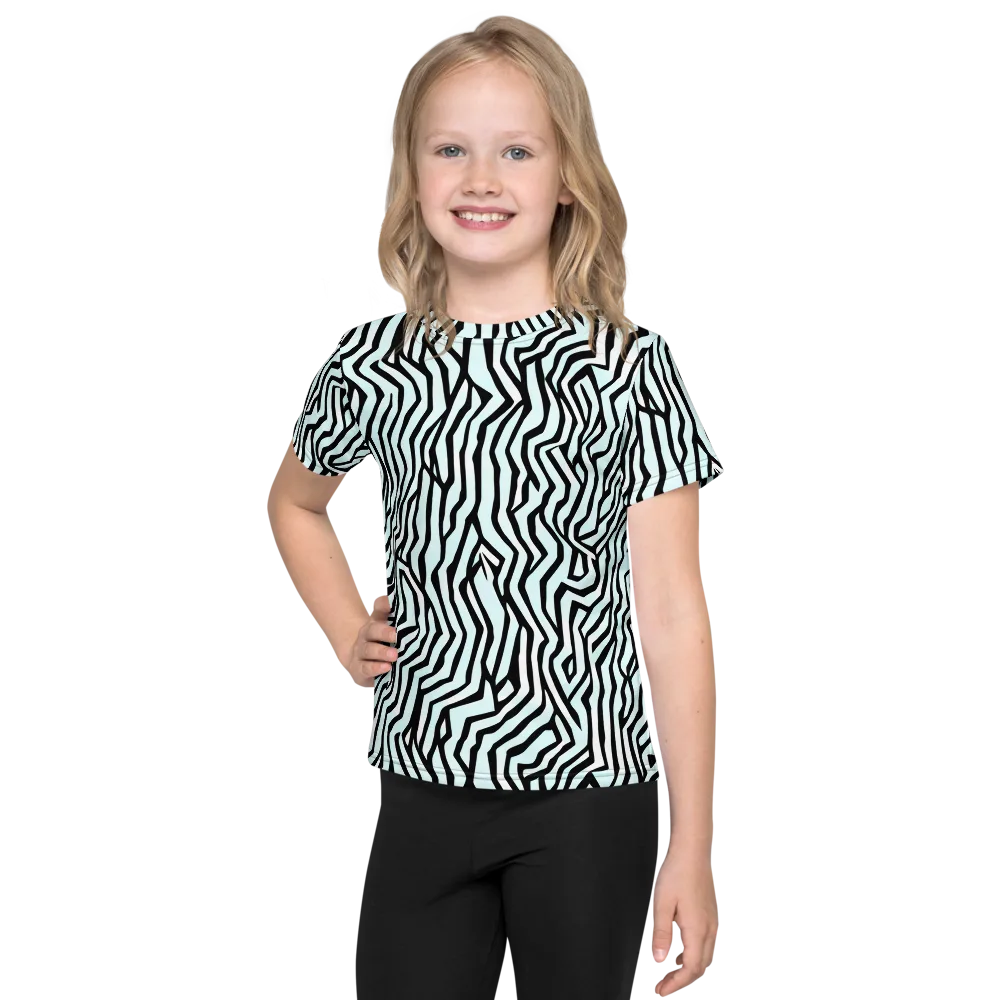 Echoing Stripes on Kids Crew Neck T-Shirt — Front