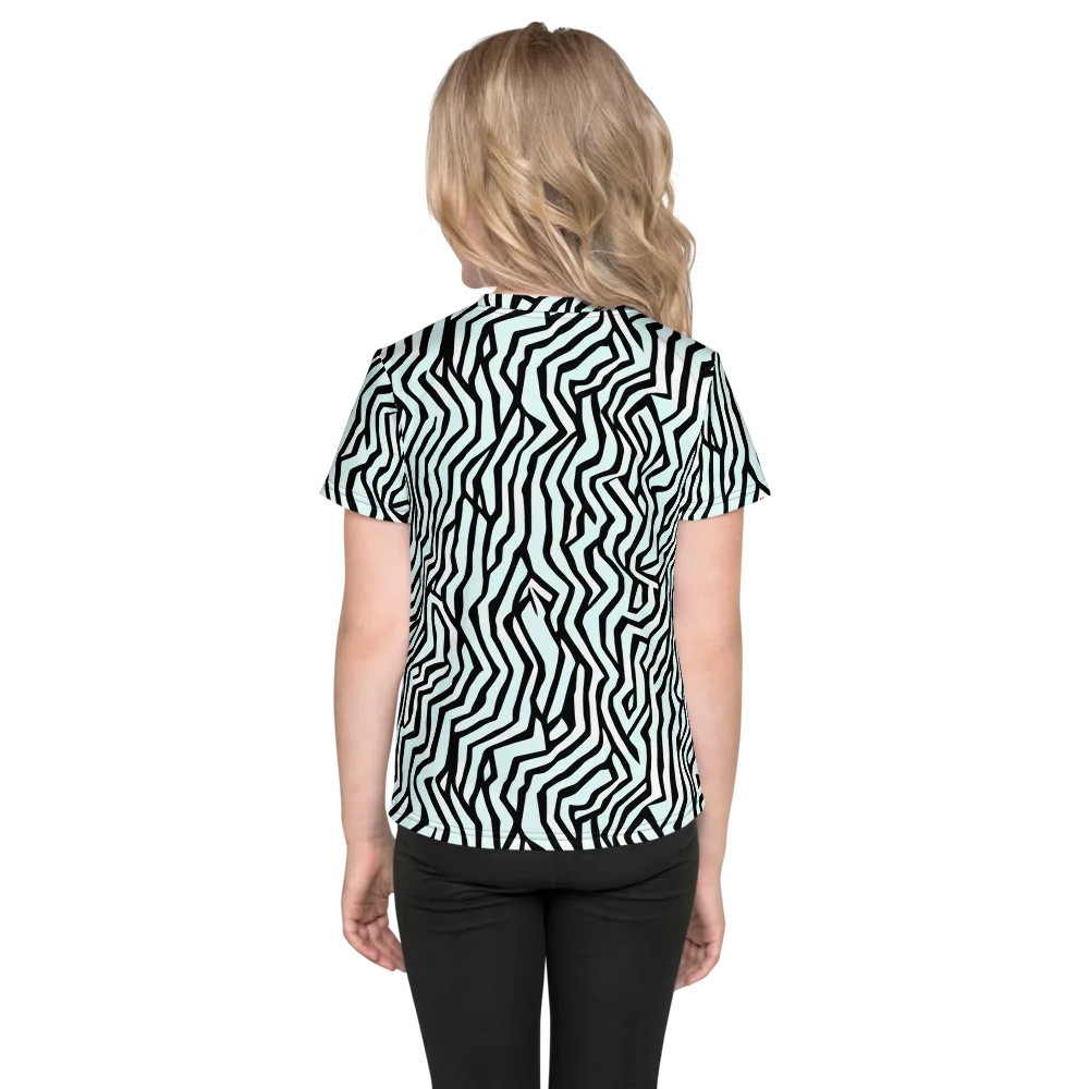 Echoing Stripes on Kids Crew Neck T-Shirt — Back