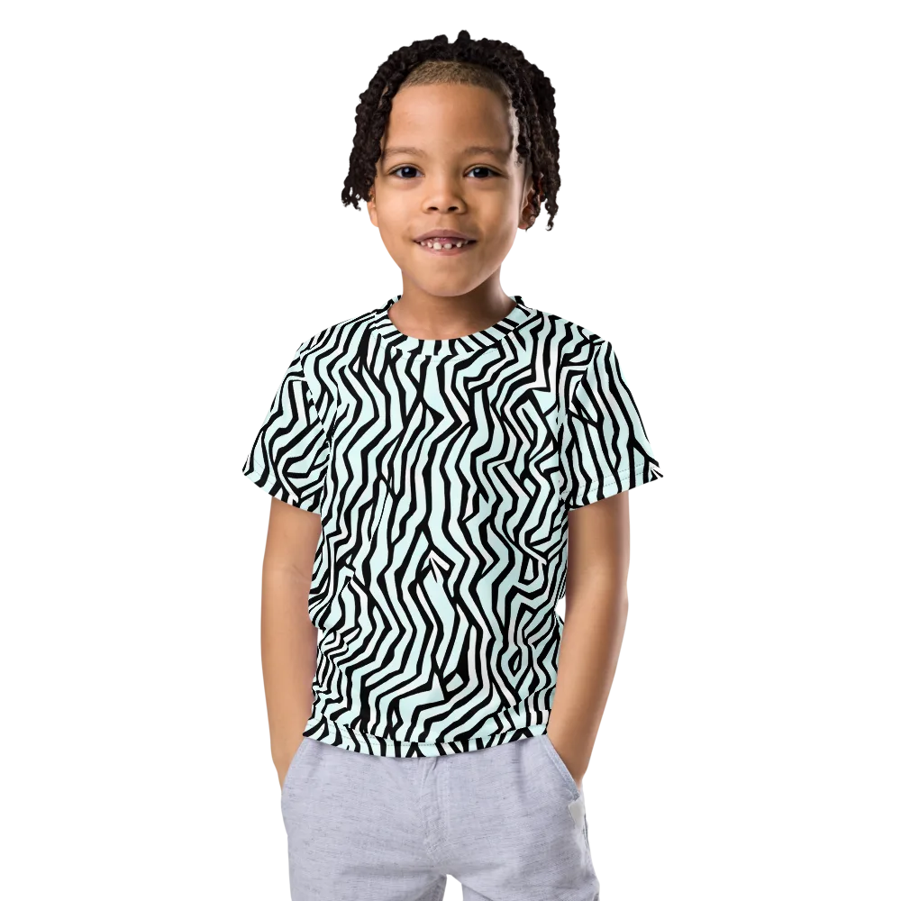 Echoing Stripes on Kids Crew Neck T-Shirt — Front