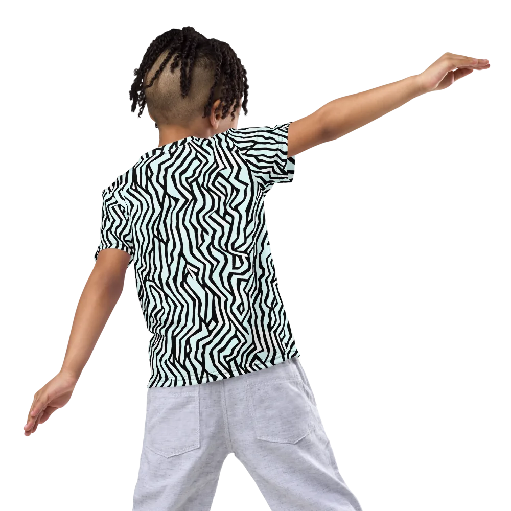 Echoing Stripes on Kids Crew Neck T-Shirt — Back