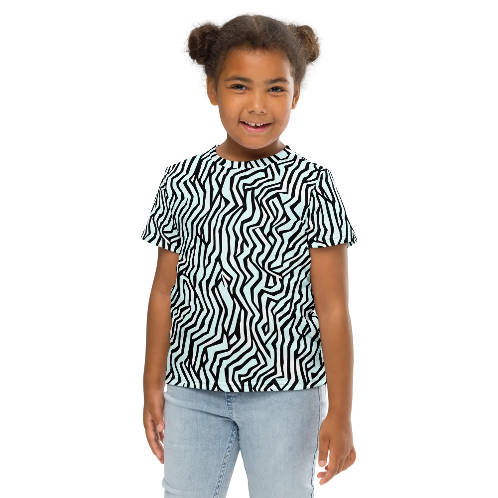 Echoing Stripes on Kids Crew Neck T-Shirt — Front