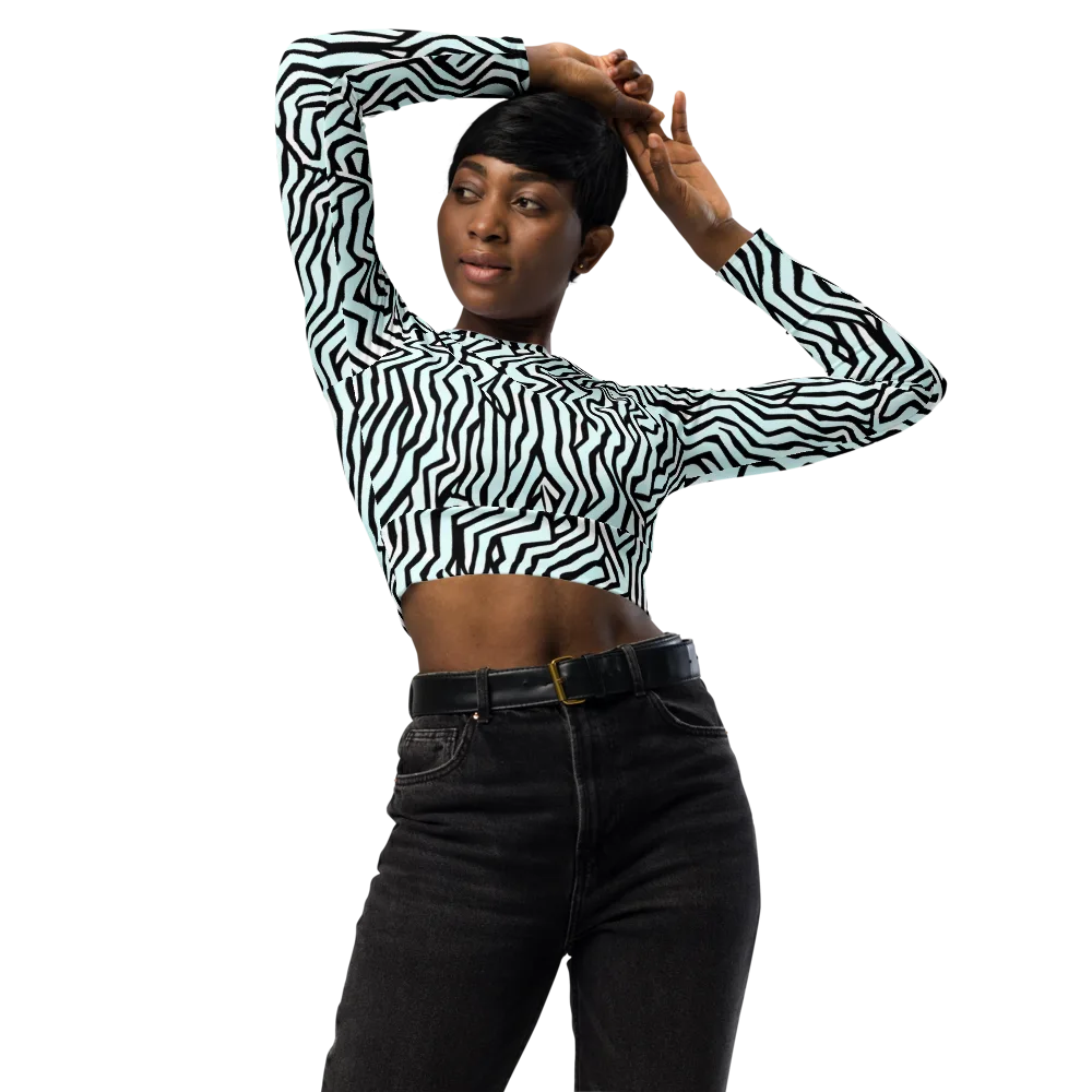 Echoing Stripes on Long Sleeve Crop Top — Front