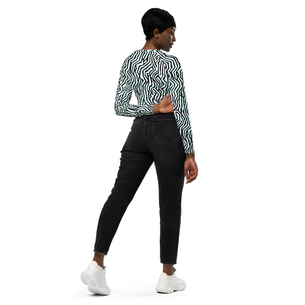 Echoing Stripes on Long Sleeve Crop Top — Right Back