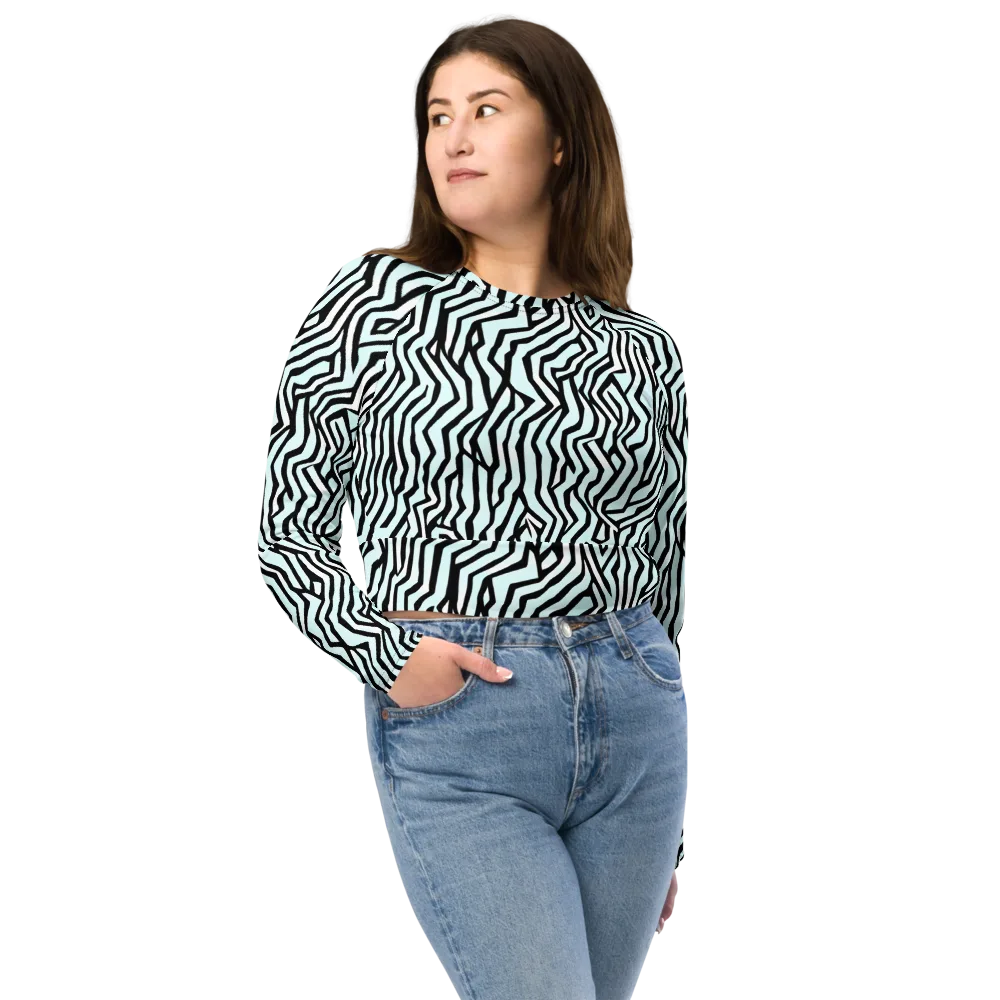 Echoing Stripes on Long Sleeve Crop Top — Front