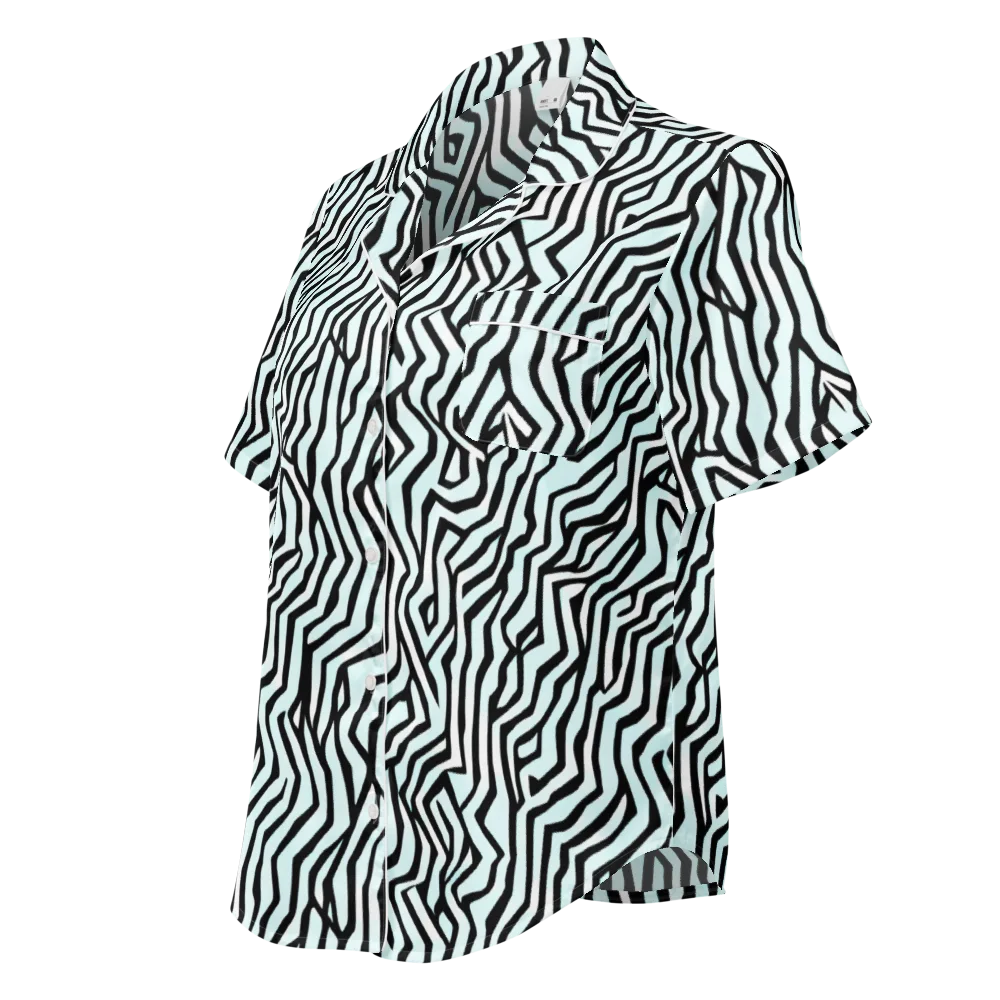 Echoing Stripes on Women's Short Sleeve Pajama Top — Left Front