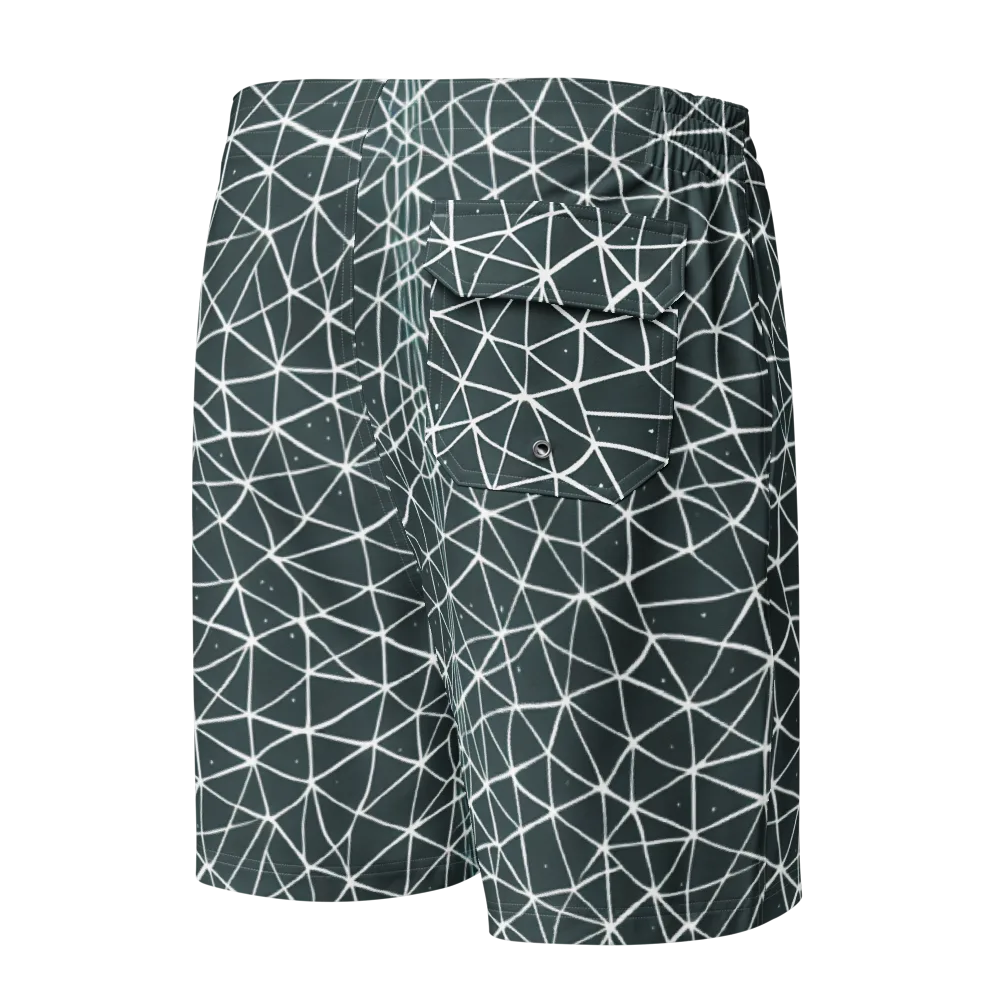 Infinite Interplay on Men's Board Shorts — Back