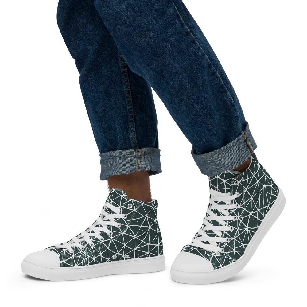 Infinite Interplay on Men's High Top Canvas Shoes — Left