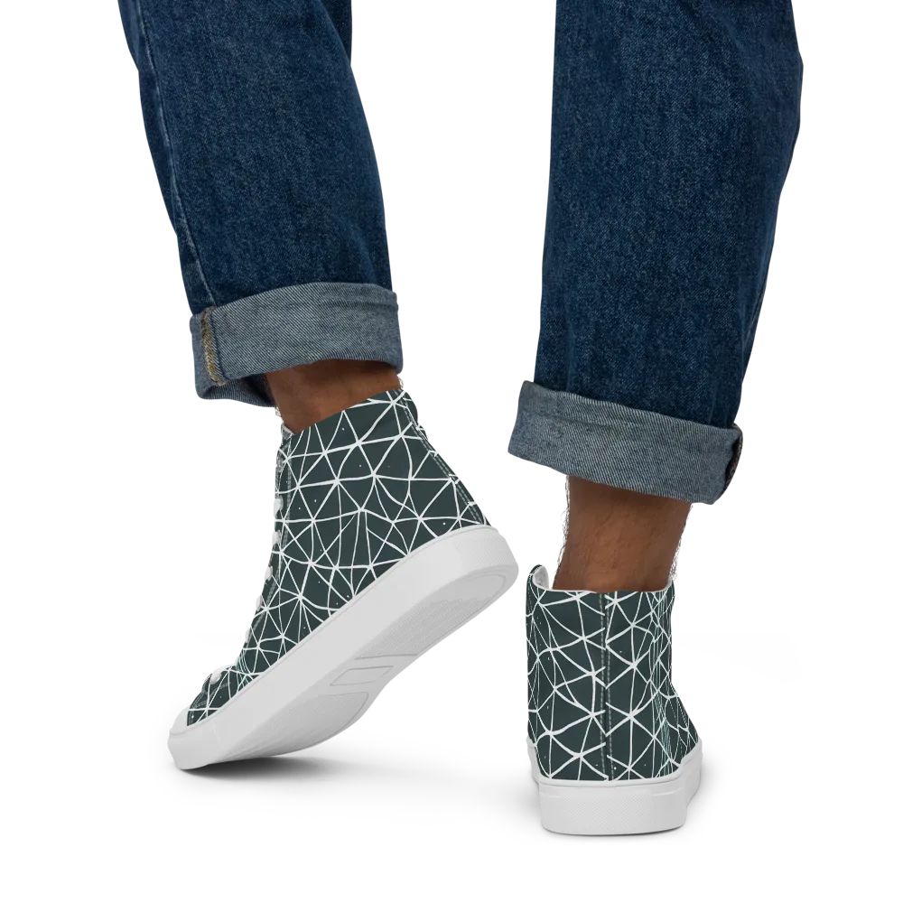 Infinite Interplay on Men's High Top Canvas Shoes — Back