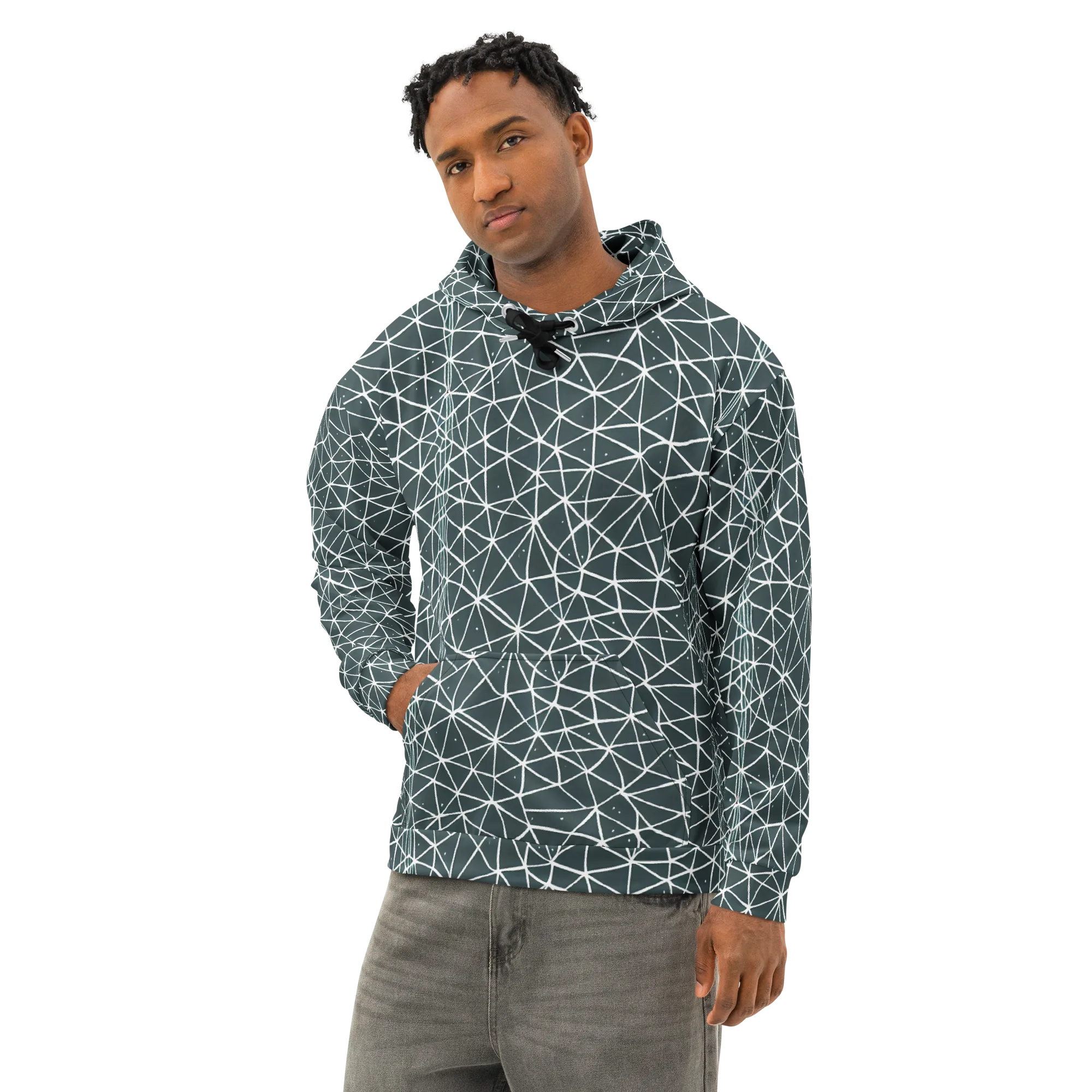 Infinite Interplay on Cotton Hoodie — Left Front