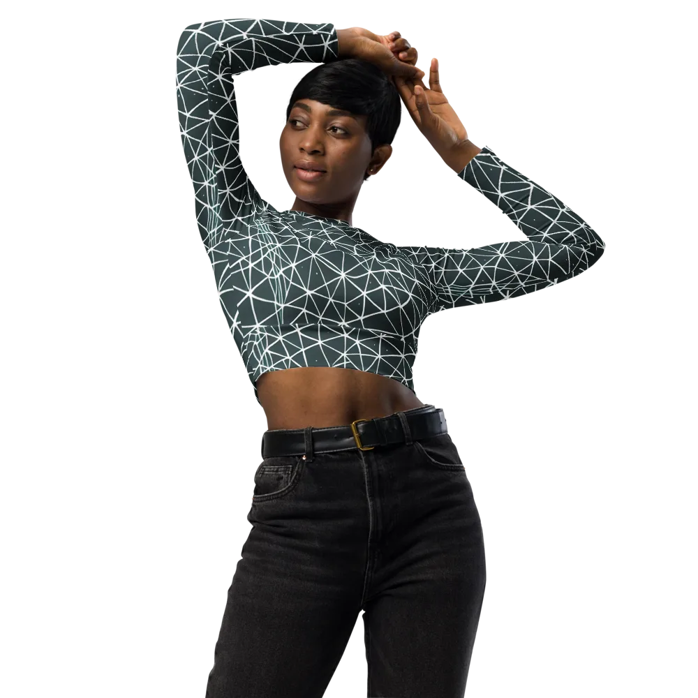 Infinite Interplay on Long Sleeve Crop Top — Front