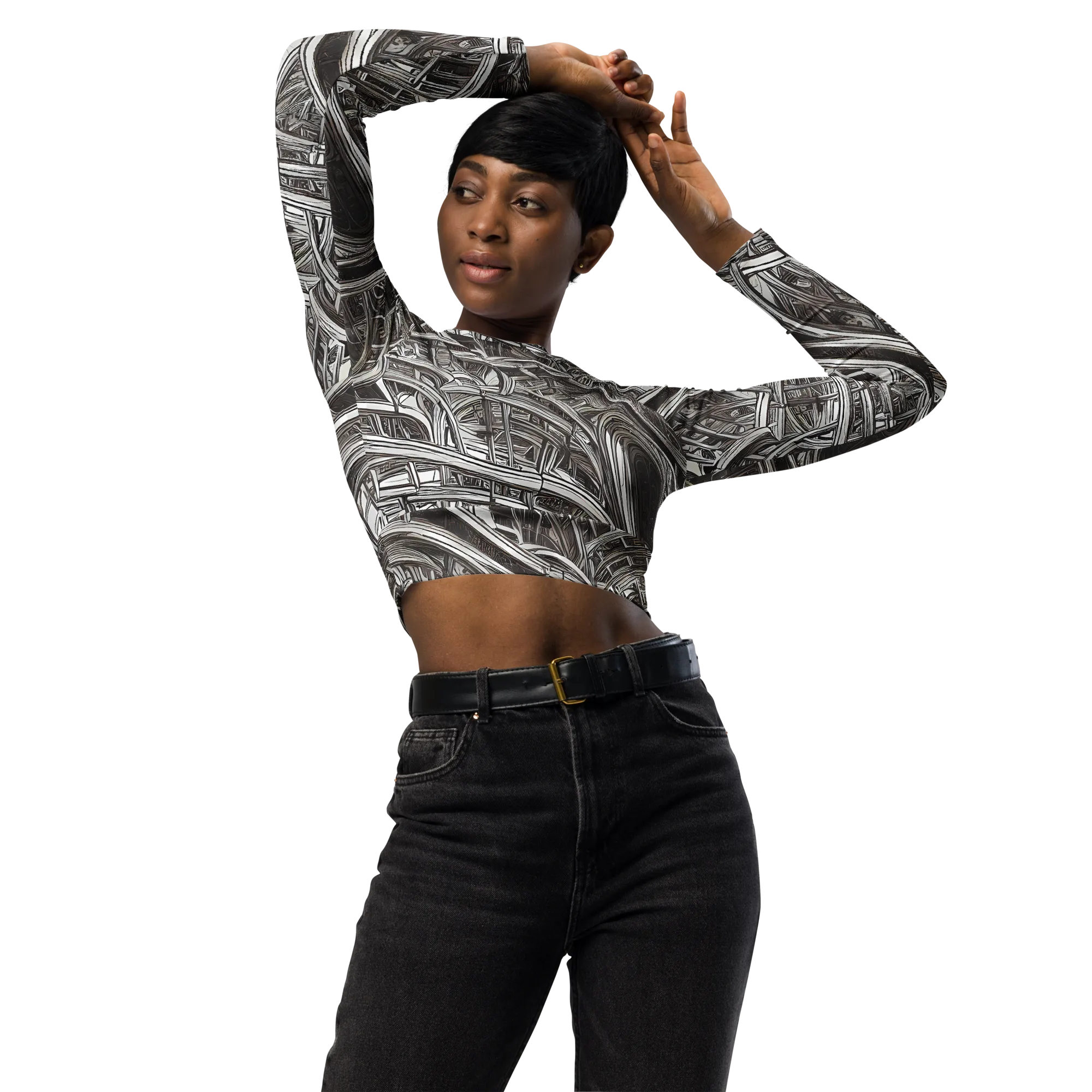 Piranesi's Dream on Long Sleeve Crop Top — Front