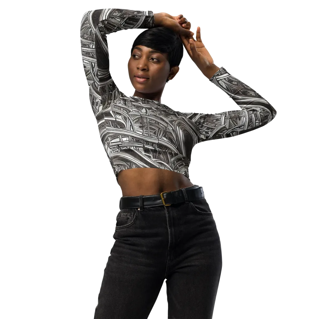 Piranesi's Dream on Long Sleeve Crop Top — Front
