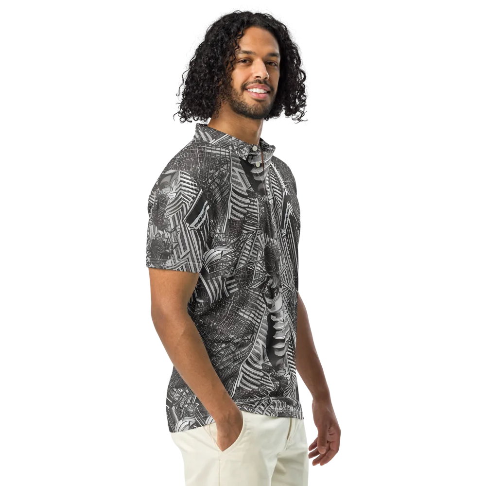Piranesi's Web on Men's Slim Fit Polo Shirt — Right Front