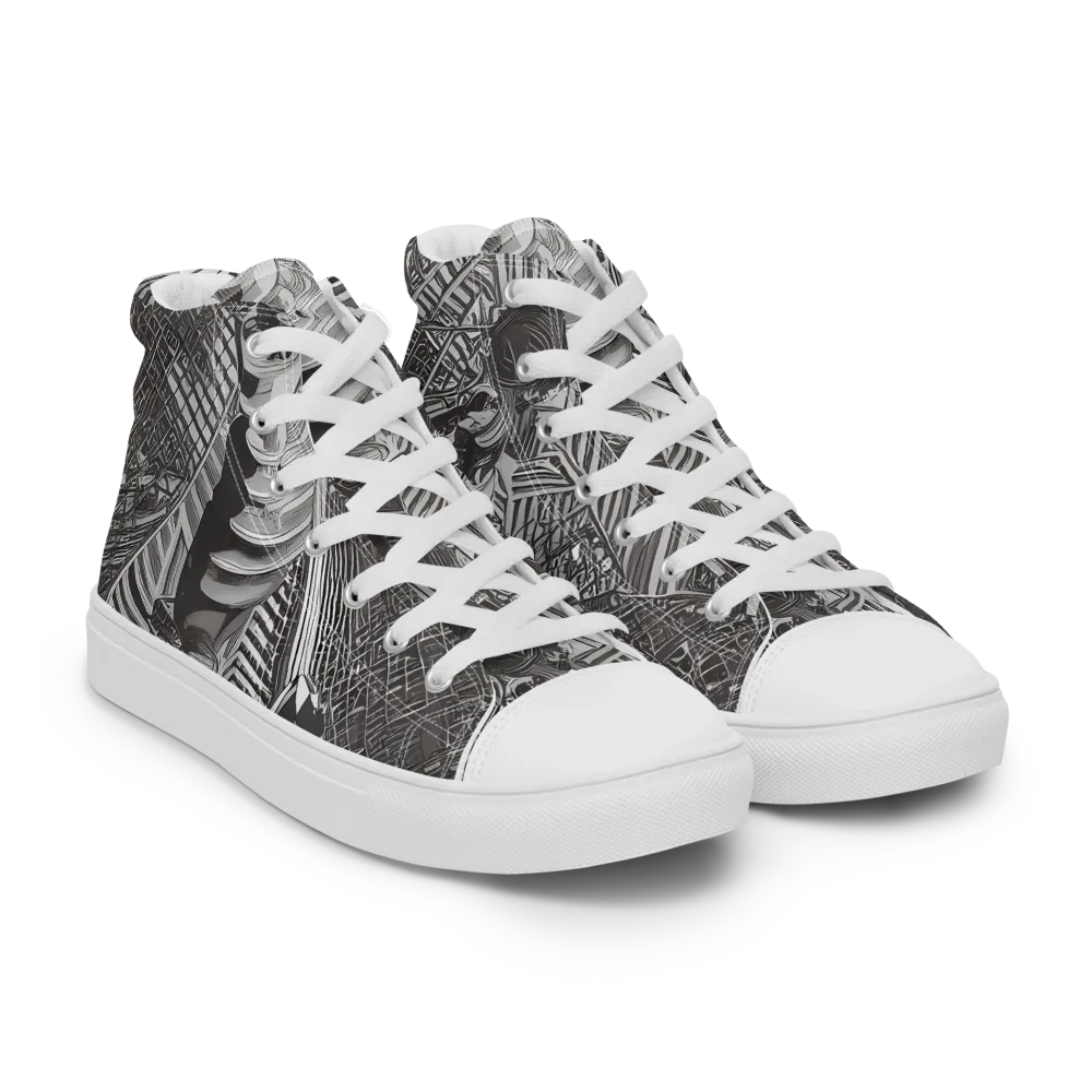 Piranesi's Web on Men's High Top Canvas Shoes — Right Front