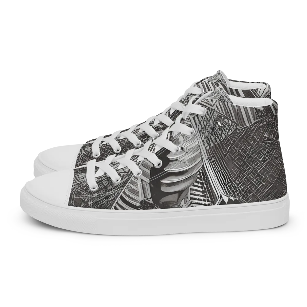 Piranesi's Web on Men's High Top Canvas Shoes — Left