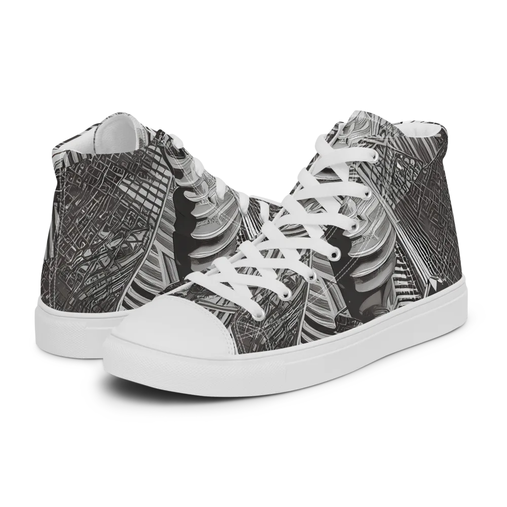 Piranesi's Web on Men's High Top Canvas Shoes — Left